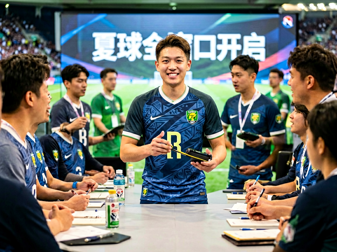 足球转会市场动态，球员签约新闻发布会现场，vsport体育报道全球足坛转会新闻