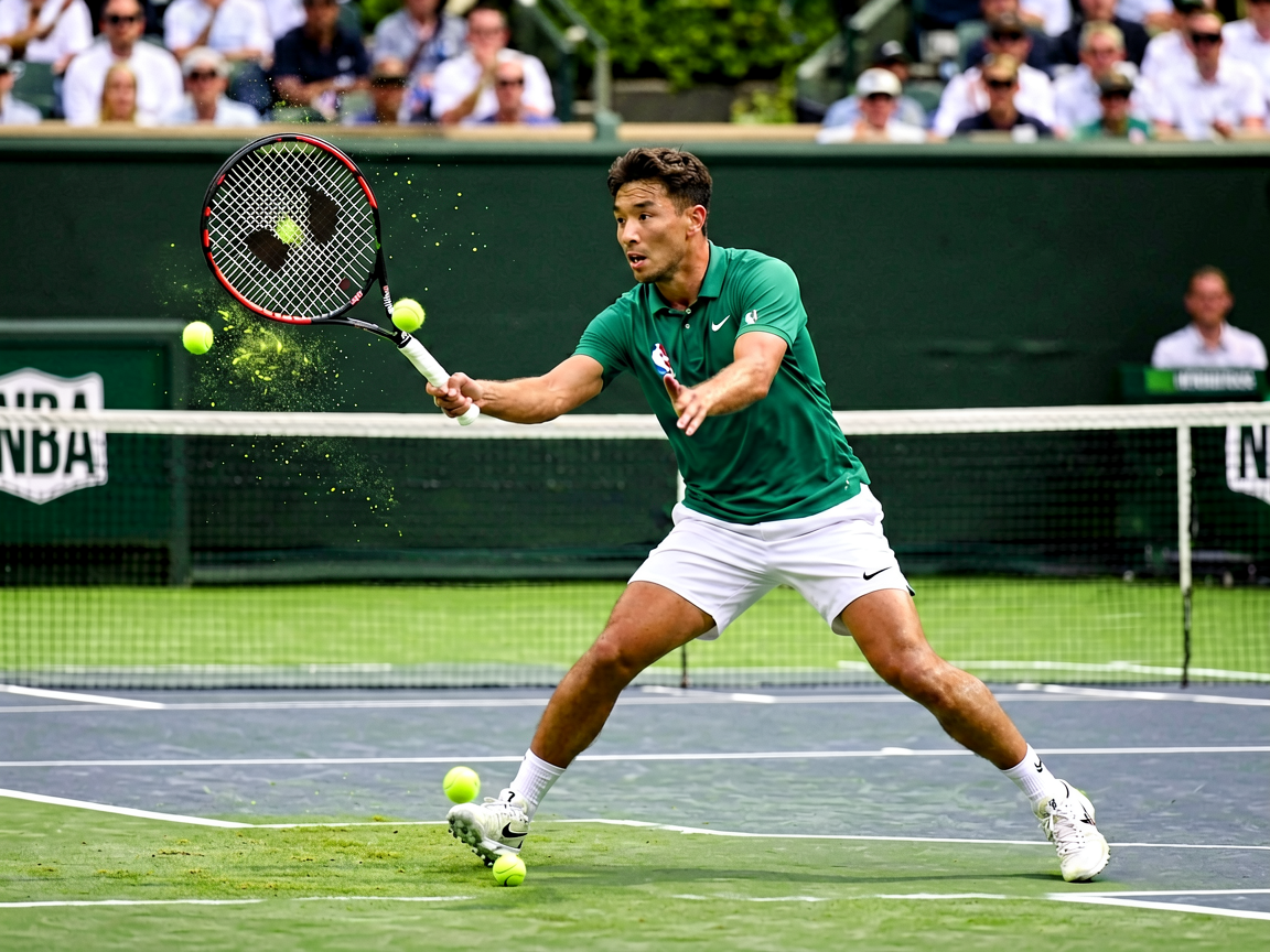 网球大满贯赛事精彩击球瞬间，职业球员赛场拼搏，vsport体育网球赛事报道